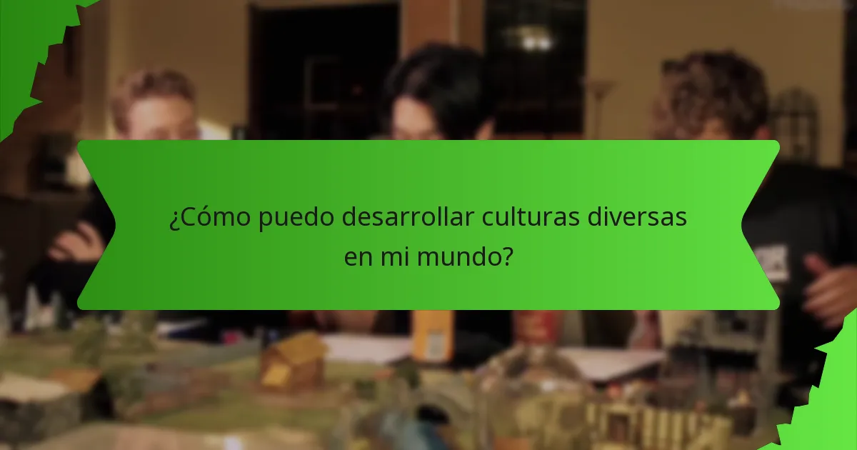 ¿Cómo puedo desarrollar culturas diversas en mi mundo?