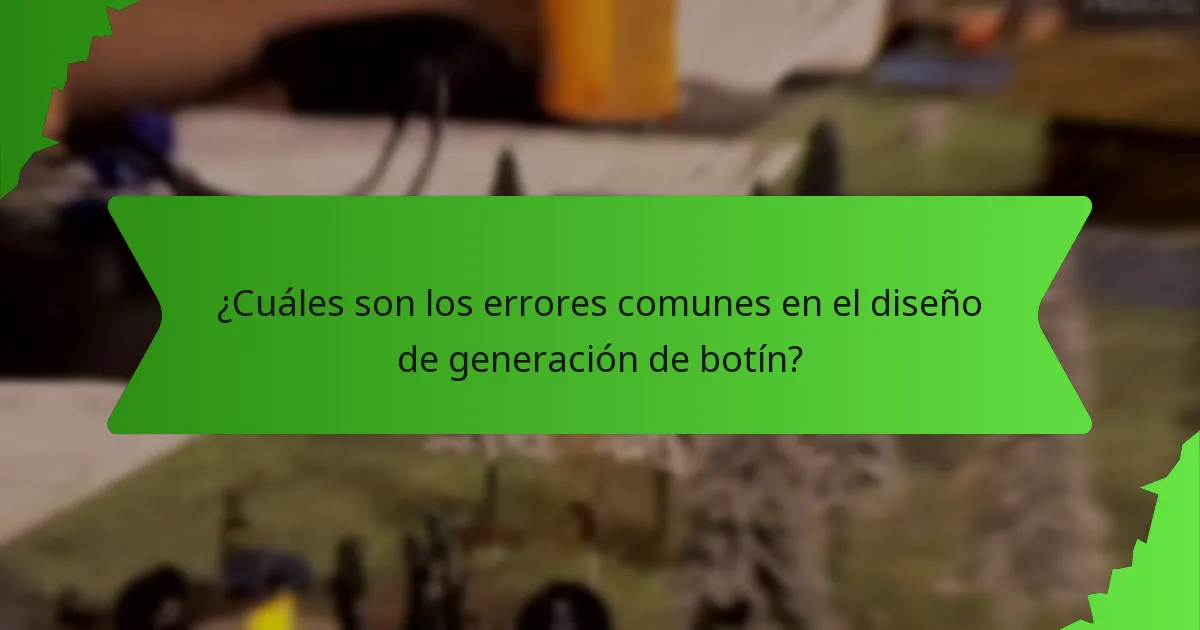 ¿Cuáles son los errores comunes en el diseño de generación de botín?