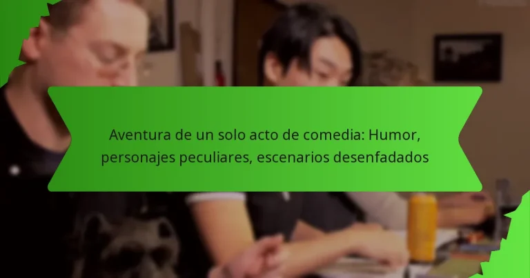 Aventura de un solo acto de comedia: Humor, personajes peculiares, escenarios desenfadados