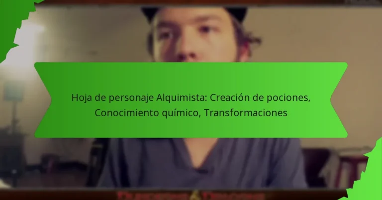 Hoja de personaje Alquimista: Creación de pociones, Conocimiento químico, Transformaciones