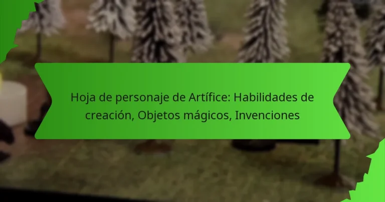 Hoja de personaje de Artífice: Habilidades de creación, Objetos mágicos, Invenciones