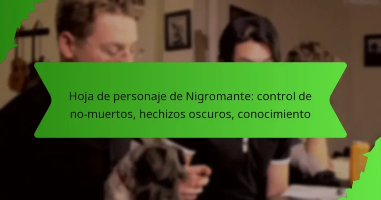 Hoja de personaje de Nigromante: control de no-muertos, hechizos oscuros, conocimiento