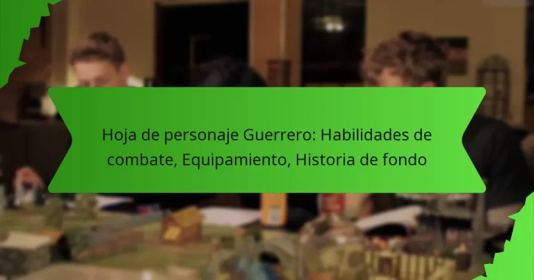 Hoja de personaje Guerrero: Habilidades de combate, Equipamiento, Historia de fondo